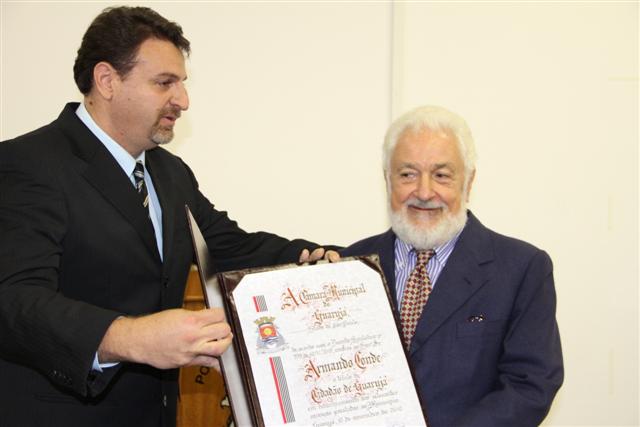 Vereador Nicolaci e seu homenageado Armando Conde